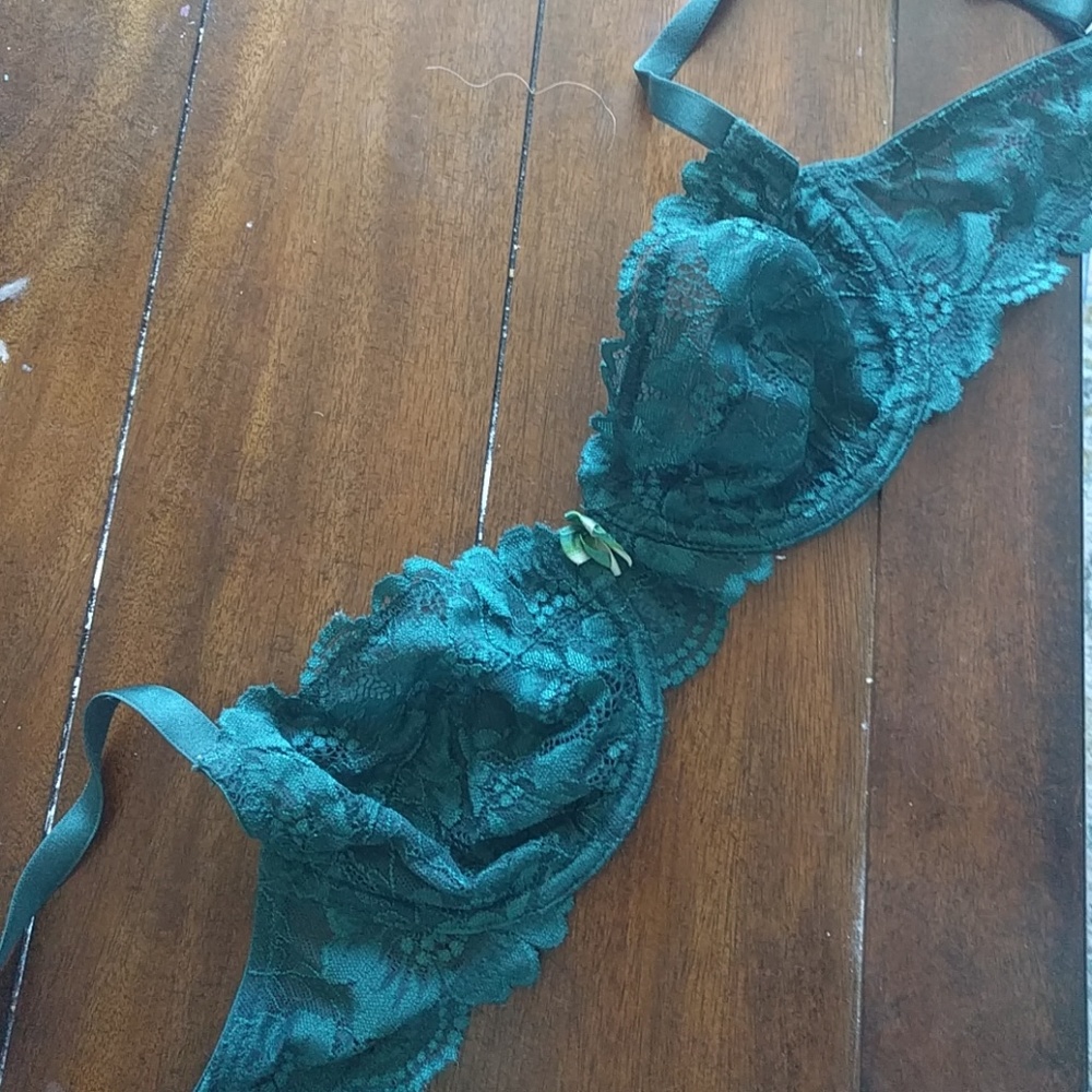 Blush - green lace bra